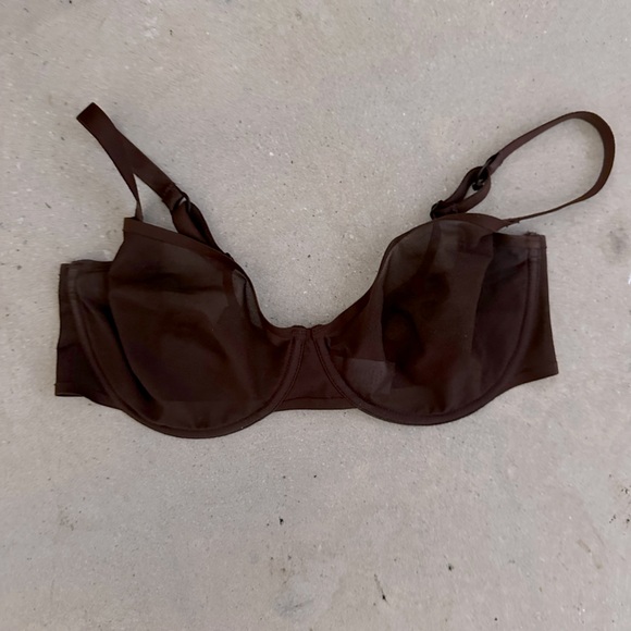 Aerie Real Good SMOOTHEZ Mesh Unlined Underwire Brown Bra Size 36D - Picture 1 of 3